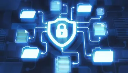 Cybersecurity protection concept with digital lock